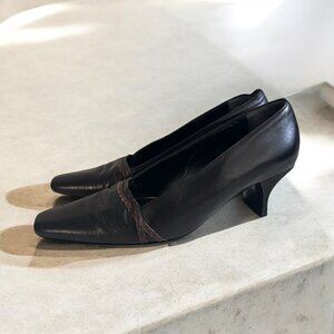 ROBERT CLERGERIE Vintage Brown Leather Kitten Heels Size 7.5